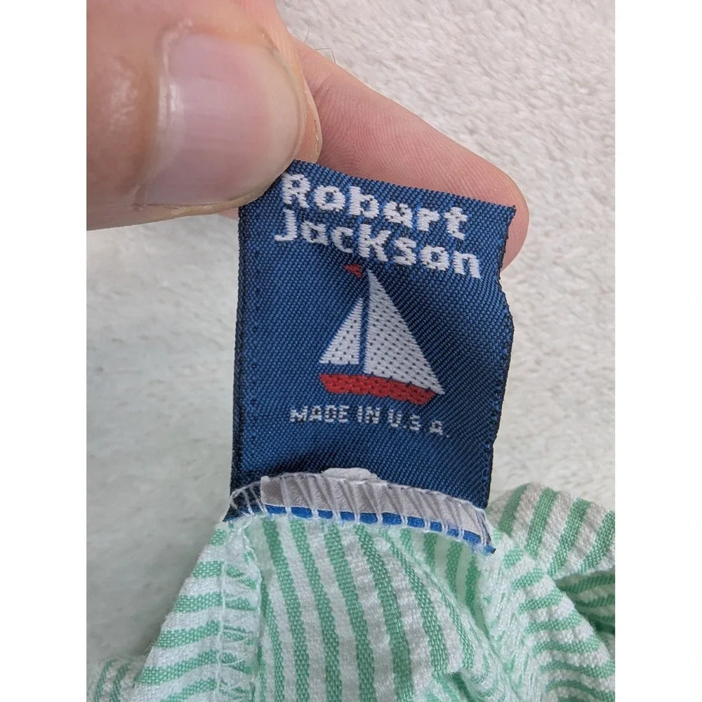 Vintage Robert Jackson Baby Bubble Romper 12-18M Seersucker Animal Applique USA